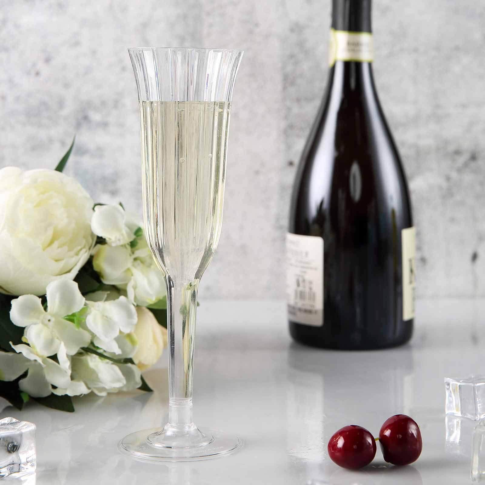 12-Pack Plastic Champagne Flutes Clear Flared Design - Lightweight Disposable Toasting Glasses 6oz
