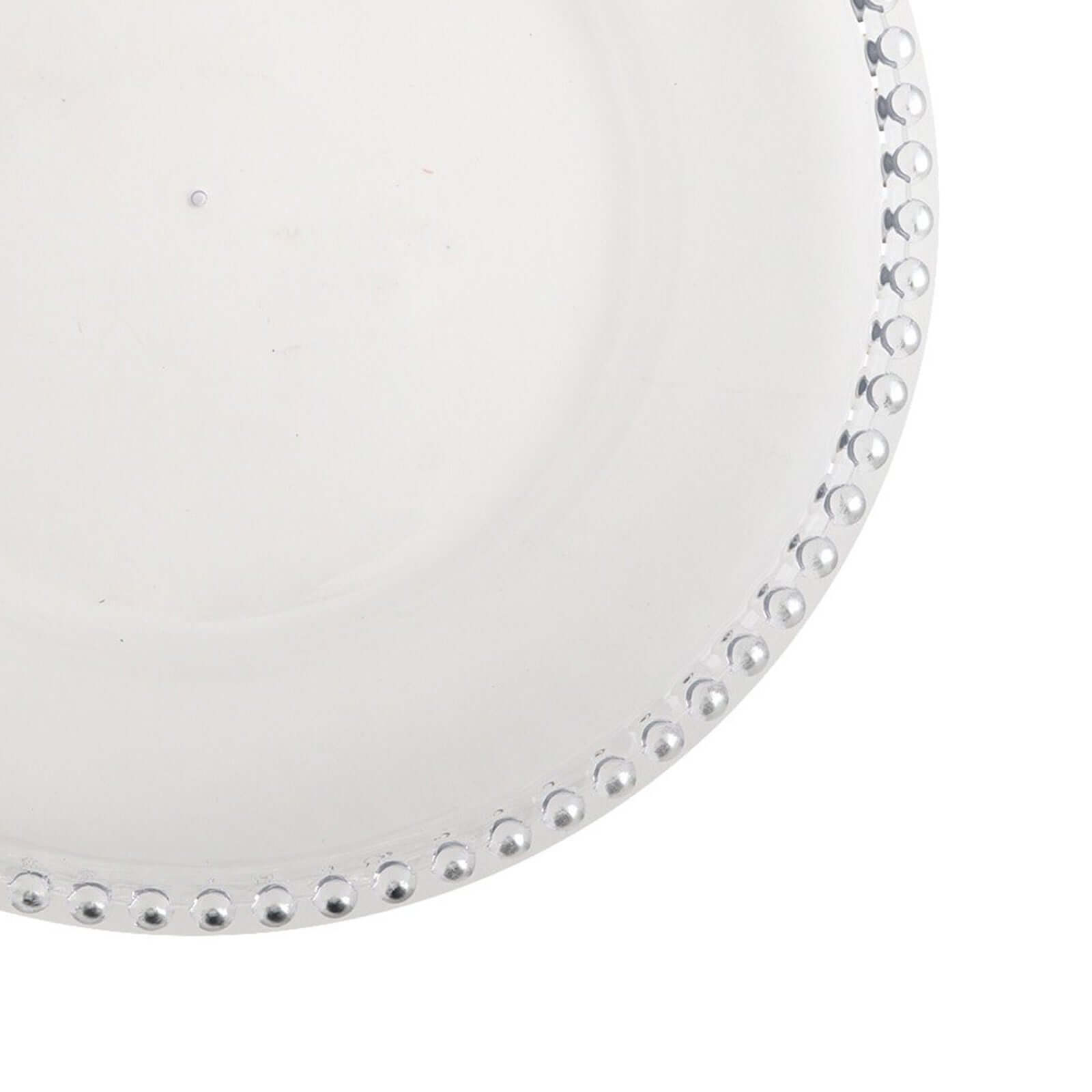 6-Pack Acrylic Round Charger Plates 13" in Clear with Silver Beaded Rim, Decorative Dinner Party Serving Plates