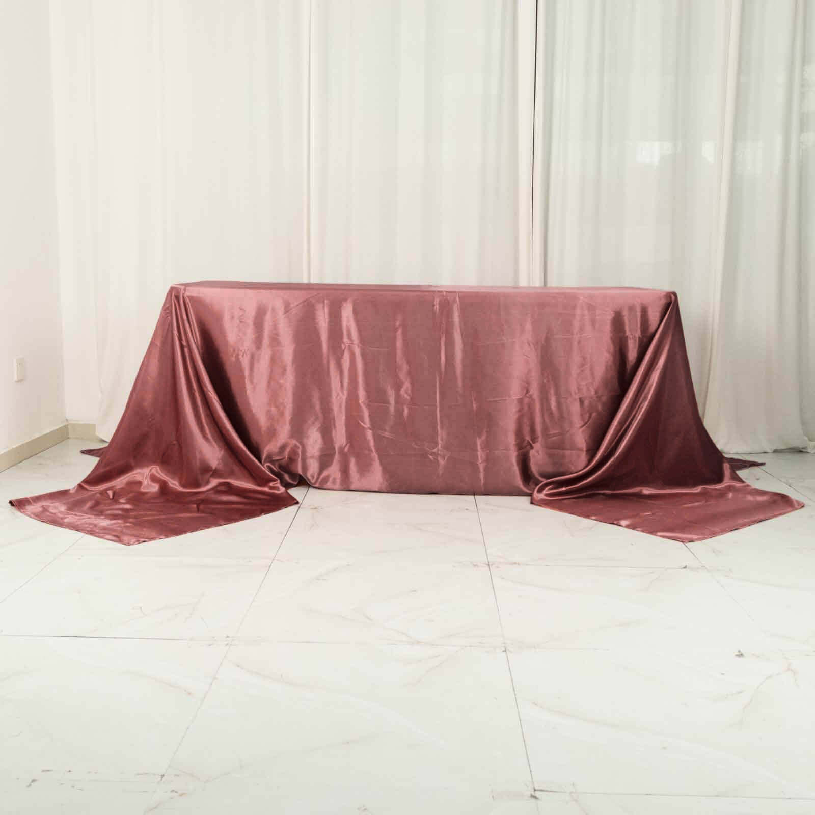 Satin Rectangular 90"x156" Tablecloth Cinnamon Rose - Seamless Table Cover