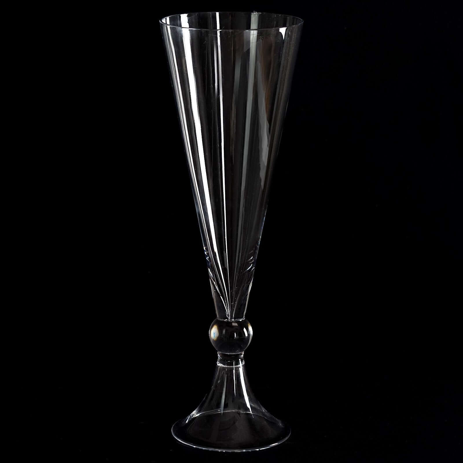 4-Pack Glass Trumpet Vases Reversible Crystal Ball Design Clear - Stylish Floral Table Centerpieces 14"