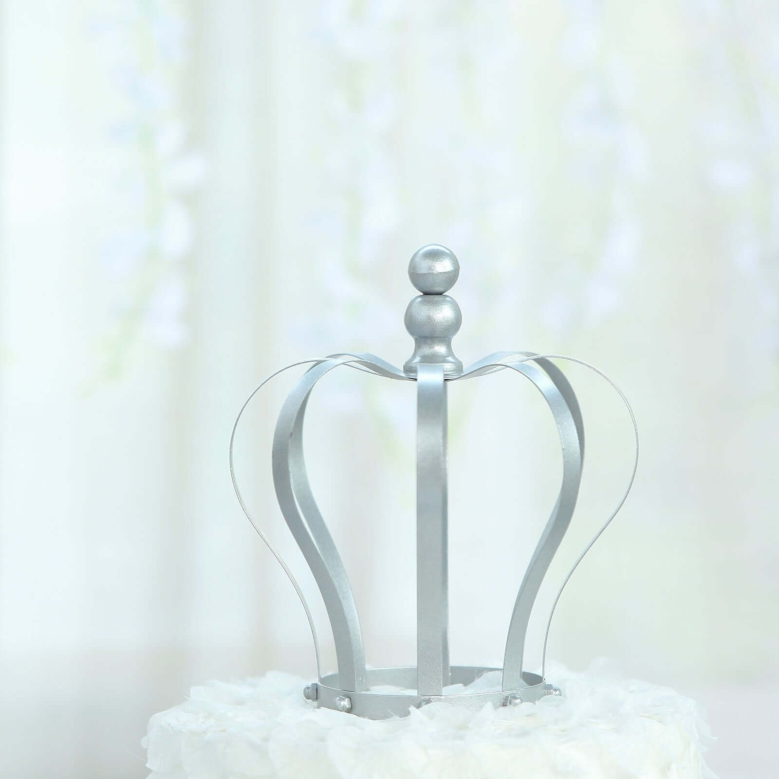 Metal Royal Crown Cake Topper Silver - Sophisticated Wedding Cake Centerpiece Decor for Themed Events 9"