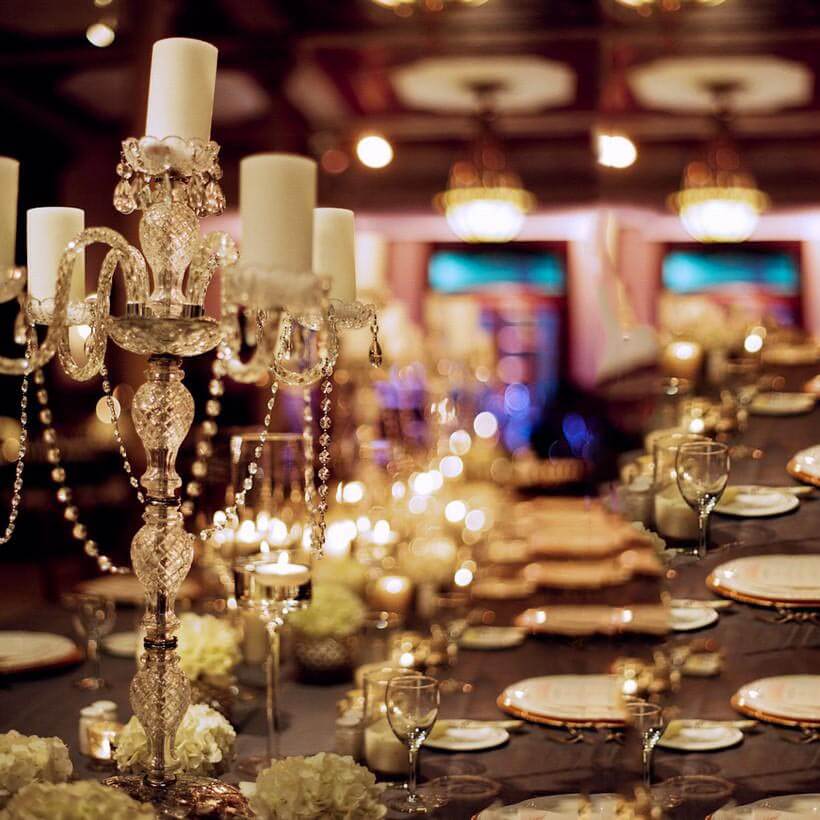 4-Arm Crystal Chandelier Candelabra Silver Metal - Sophisticated Taper Candlestick Holder Table Centerpiece 35"