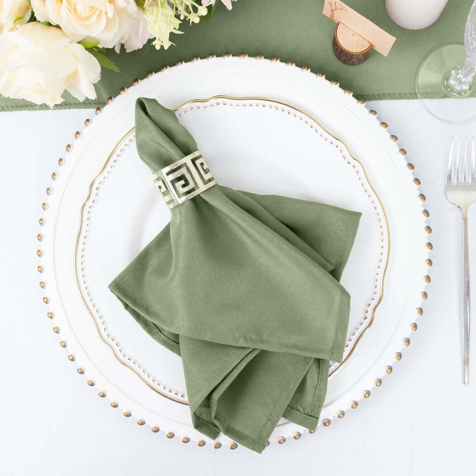5 Pack Polyester 17"x17" Napkins Dusty Sage Green - Durable & Wrinkle Resistant Dinner Napkins