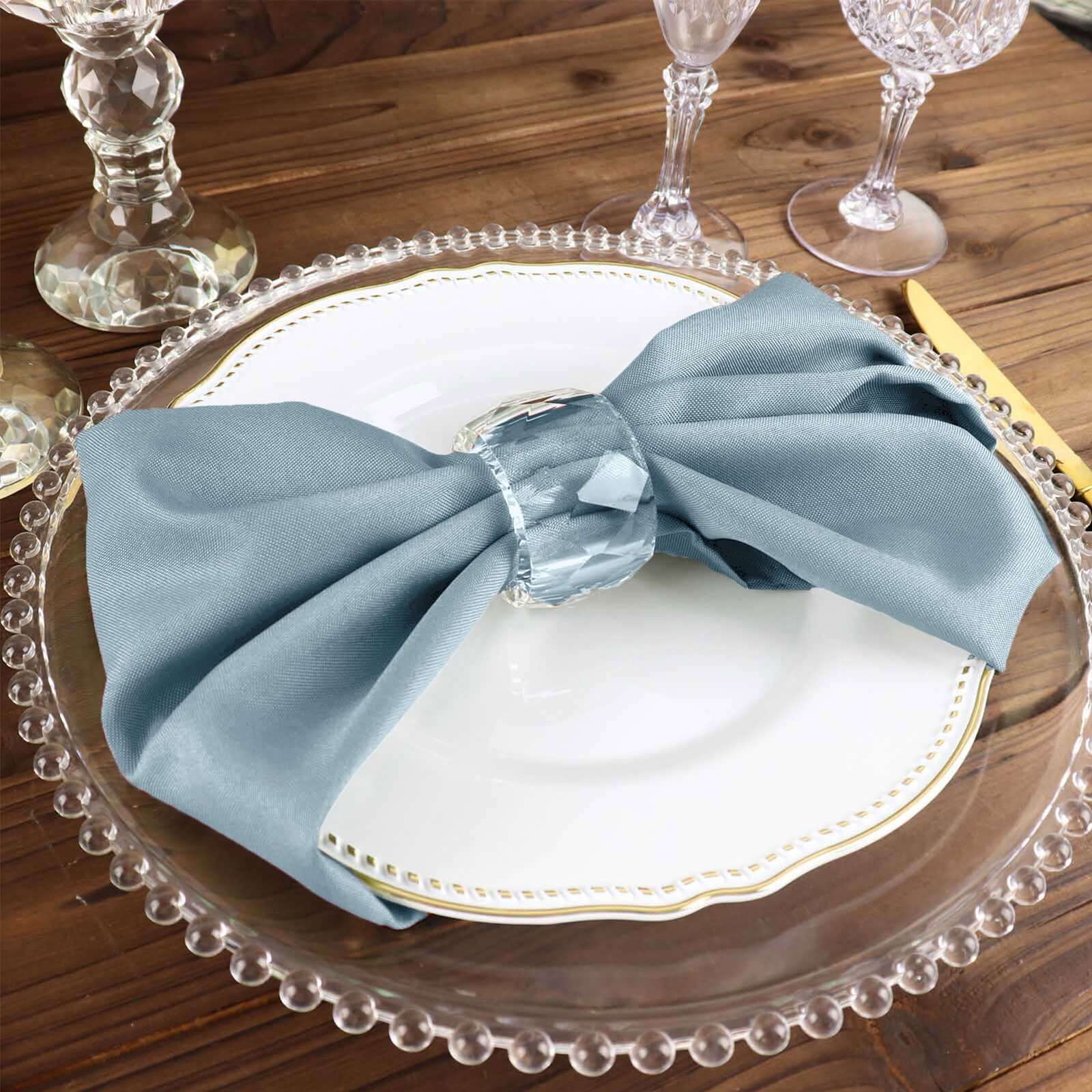 5 Pack Polyester 17"x17" Napkins Dusty Blue - Durable & Wrinkle Resistant Dinner Napkins for Everyday Dining & Events