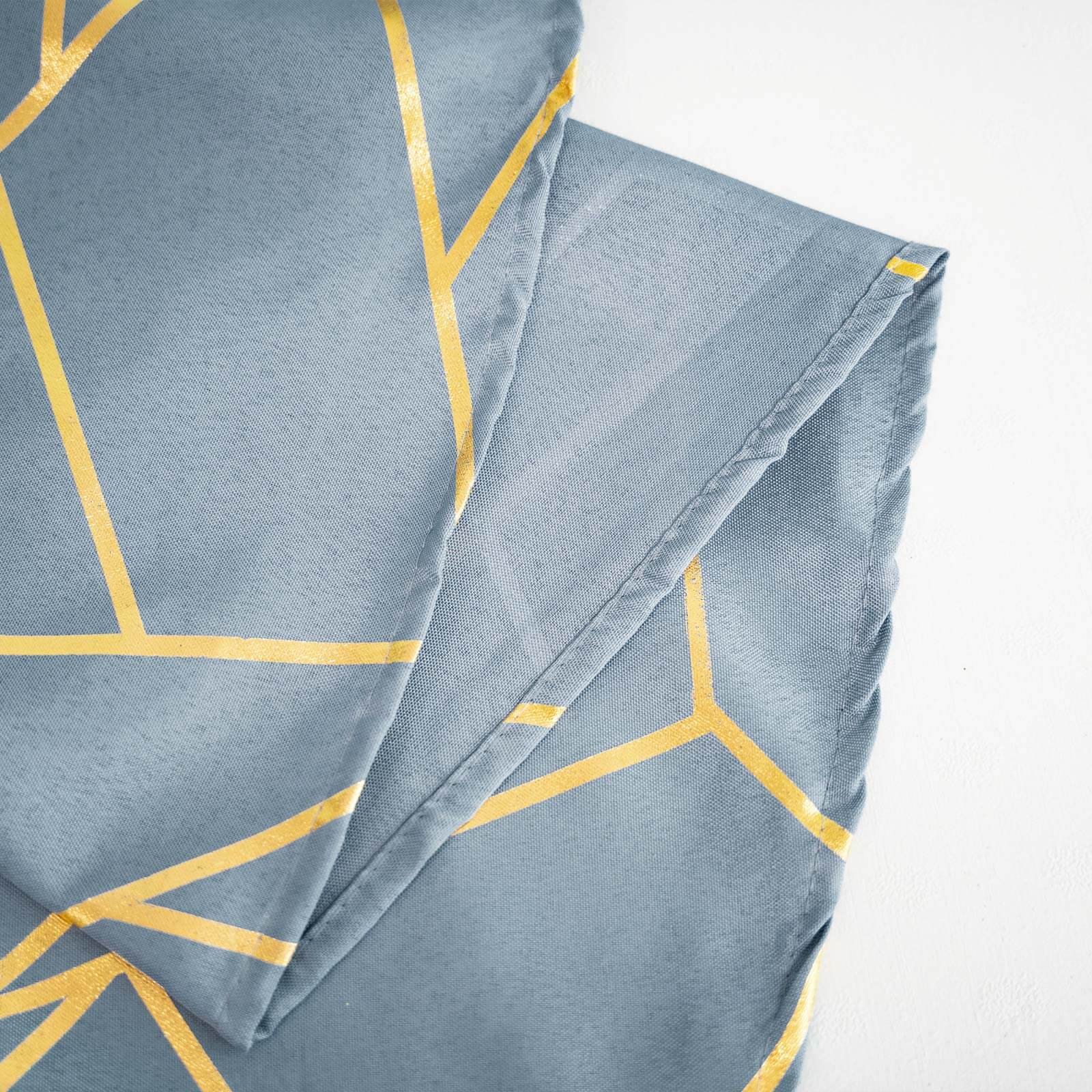 Polyester 120" Round Tablecloth Dusty with Gold Foil Geometric Pattern Wrinkle-Resistant Seamless Table Cover