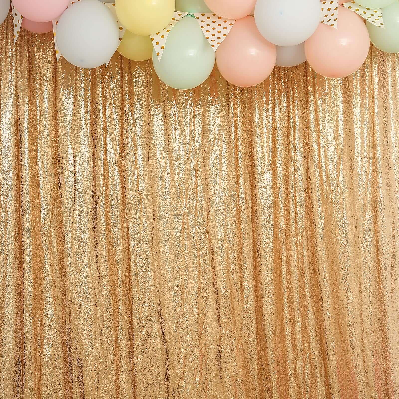 8ftx8ft Gold Sequin Event Curtain Drapes, Backdrop Event Panel