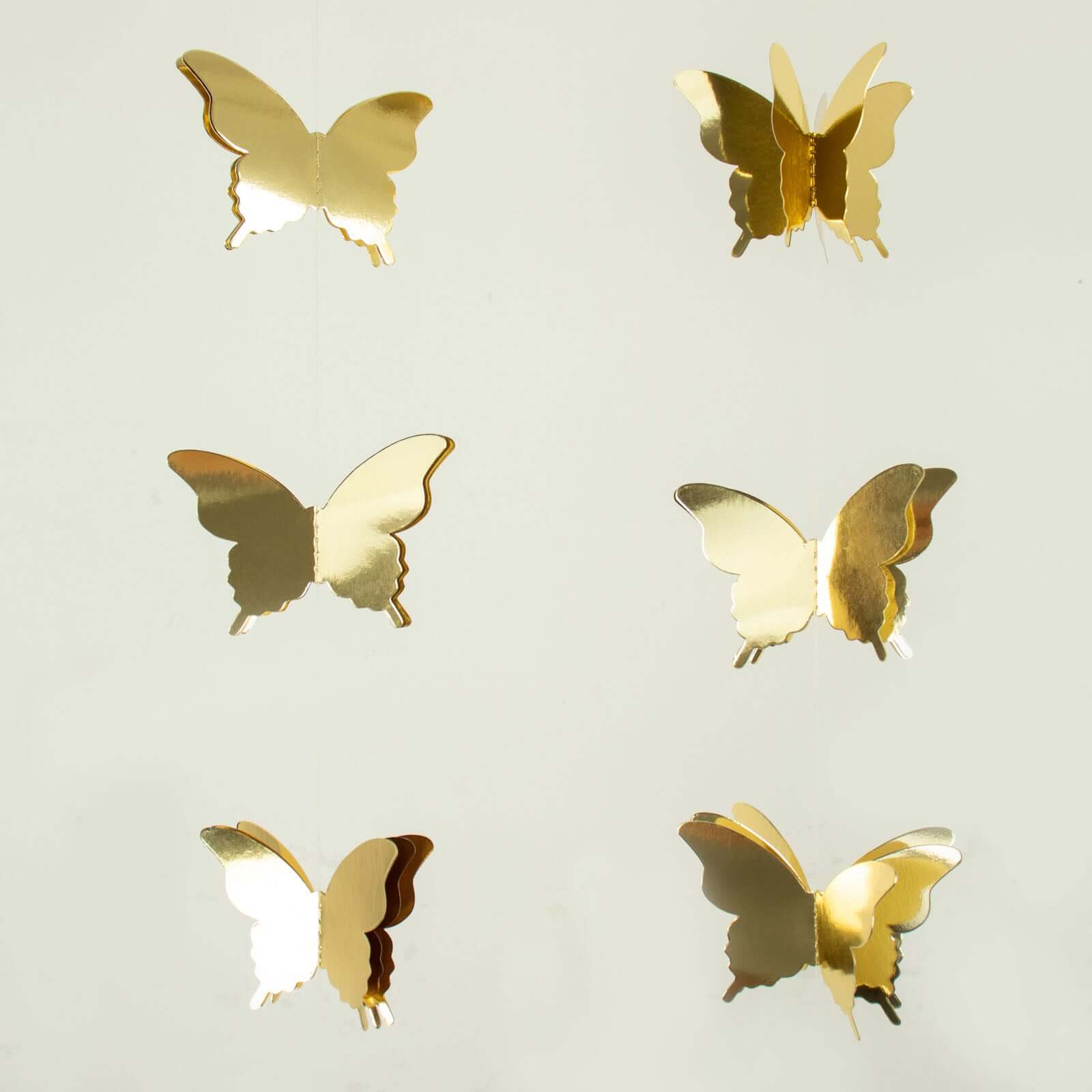 2 Pack 9ft Gold 3D Paper Butterfly Hanging Garland Streamers, Party String Banners