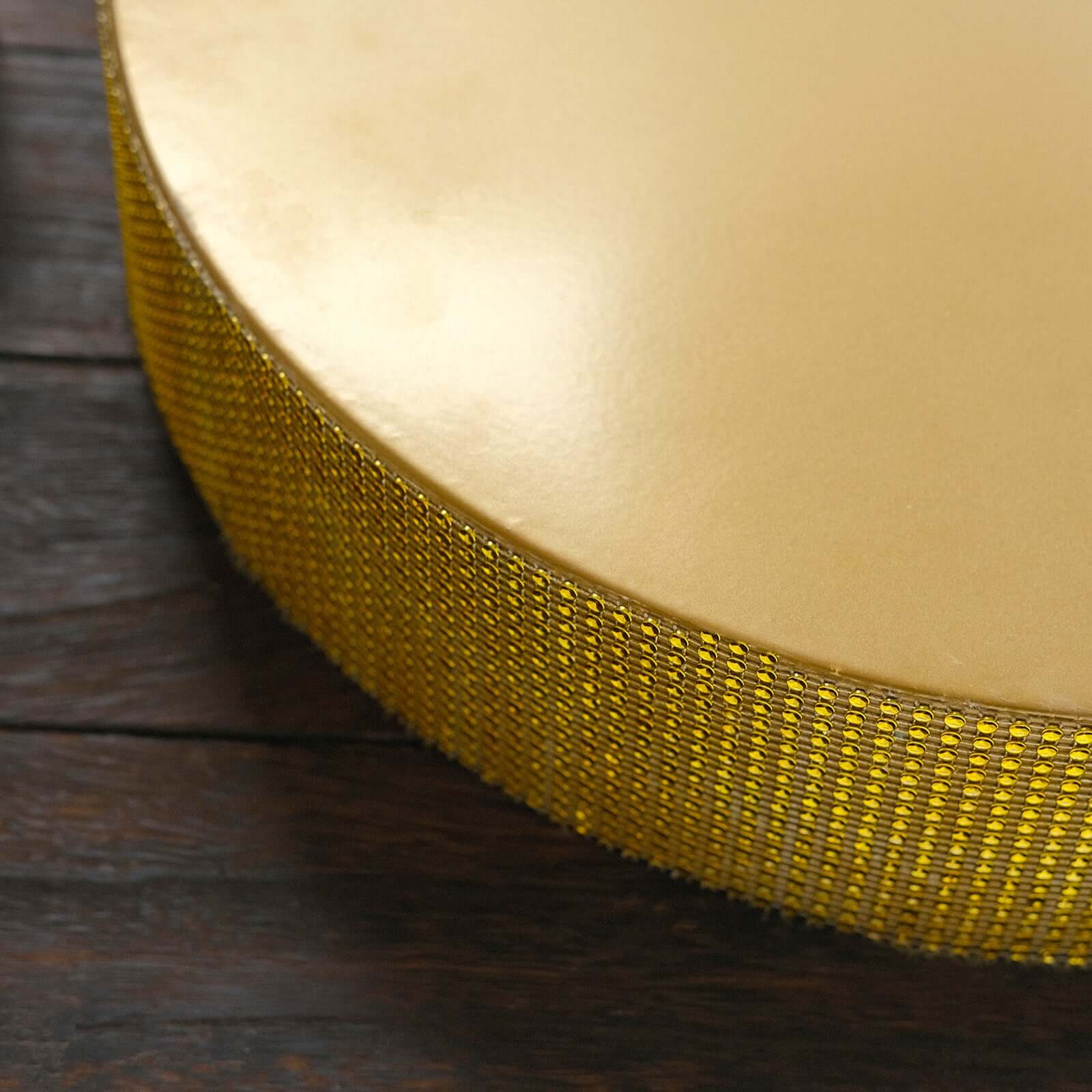 Metal Pedestal Cake Stand Round Design with Rhinestones Gold - Cupcake Holder and Dessert Table Centerpiece 16"