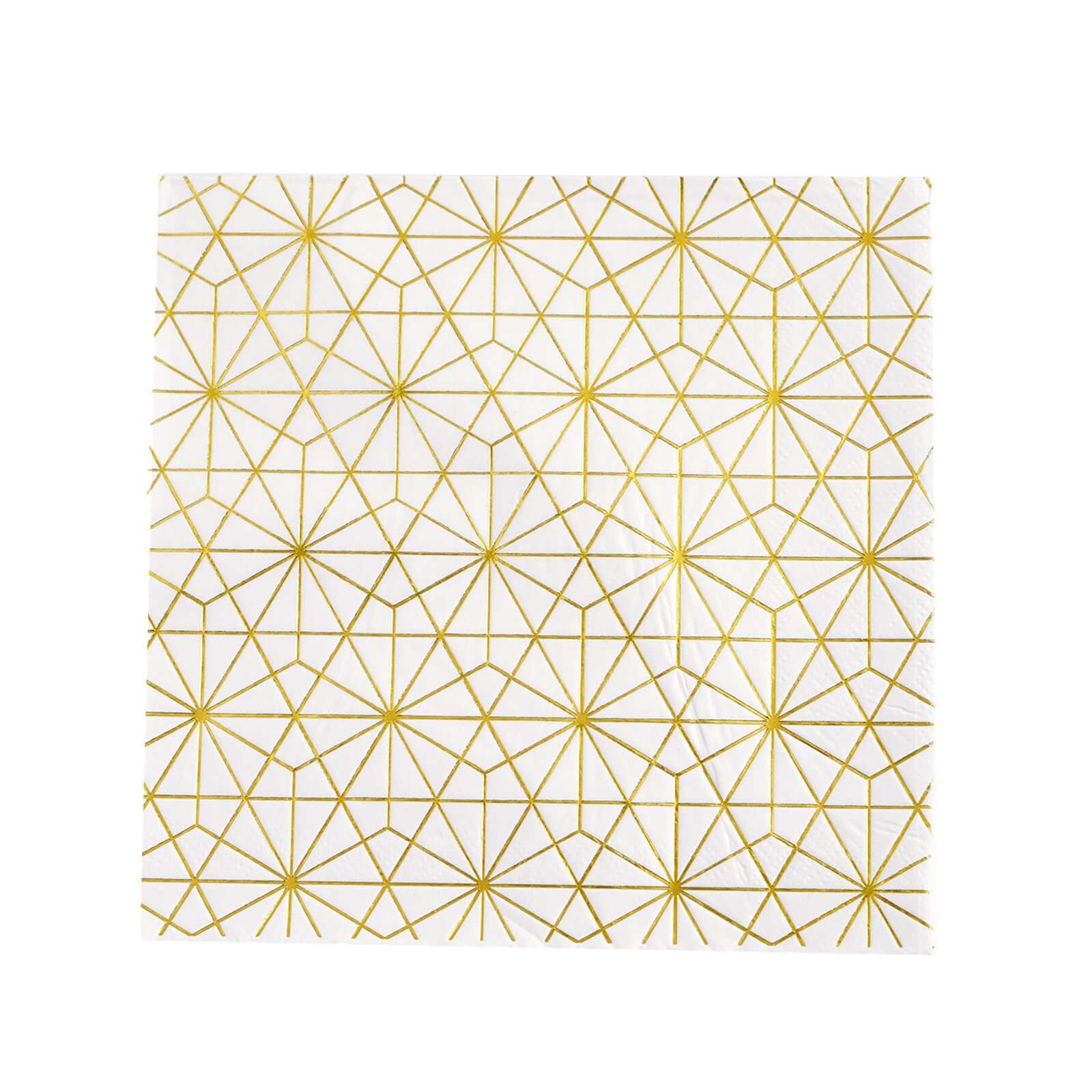 20-Pack Paper Dinner Napkins with Geometric Design Metallic Gold - Disposable 3 Ply Cocktail Napkins for Weddings