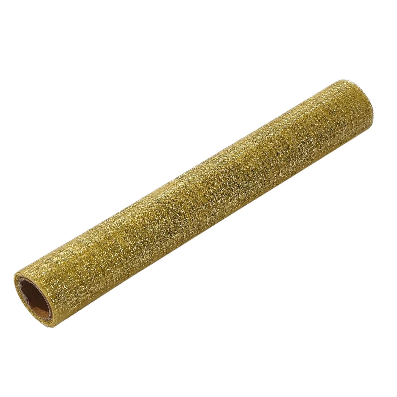 Mesh 11"x108" Table Runner Metallic Gold - Glitter Design for Convenient Event Decoration