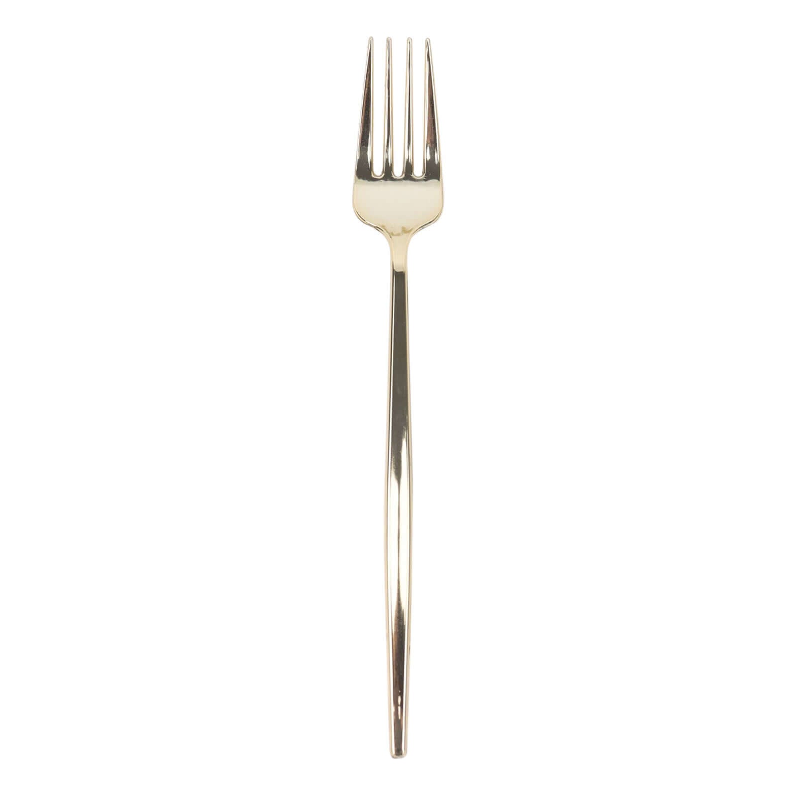 24 Pack 8" Glossy Gold Heavy Duty Plastic Silverware Forks Cutlery, Premium Disposable Sleek Flatware