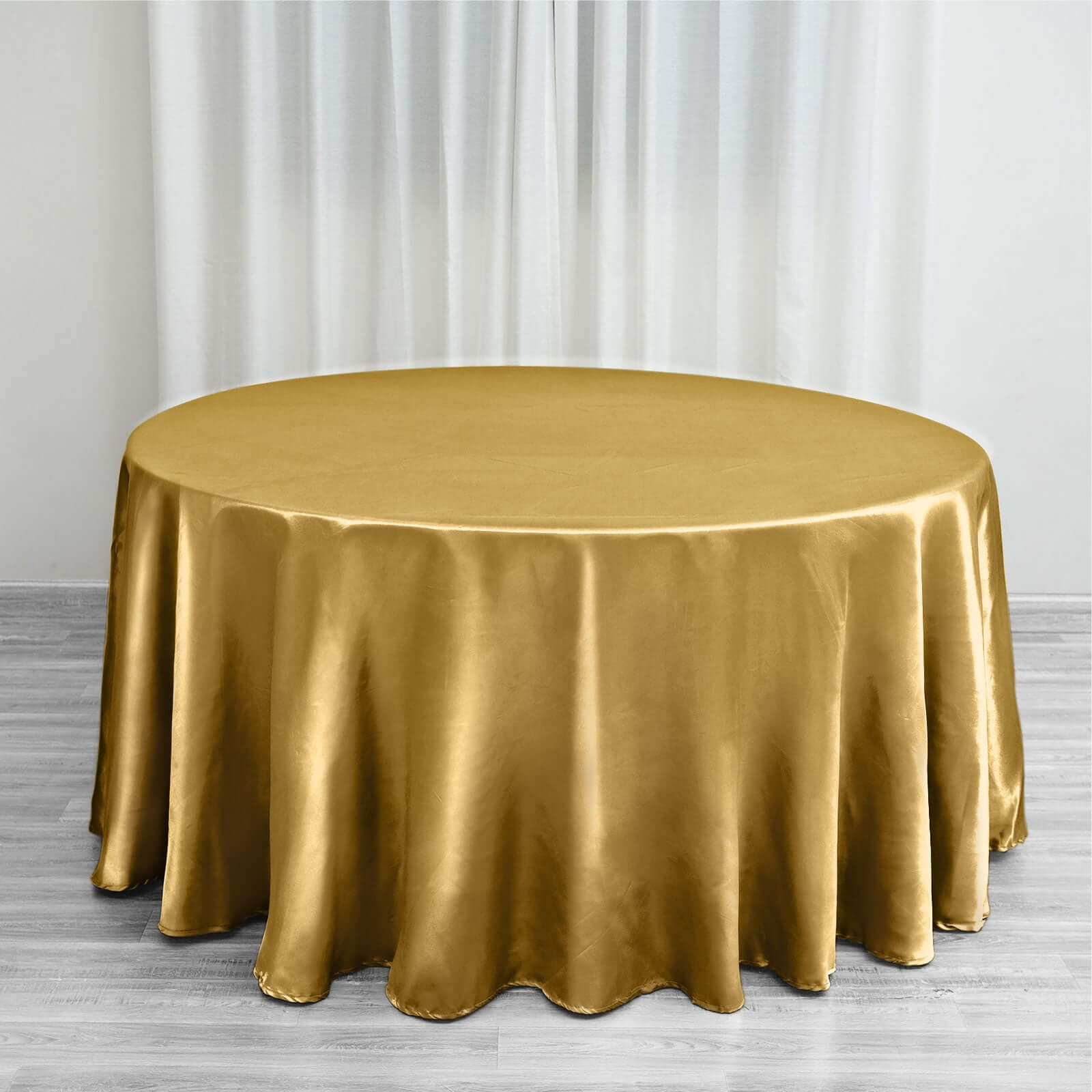 Satin 120" Round Tablecloth Gold - Stylish Seamless Table Cover for Weddings & Events