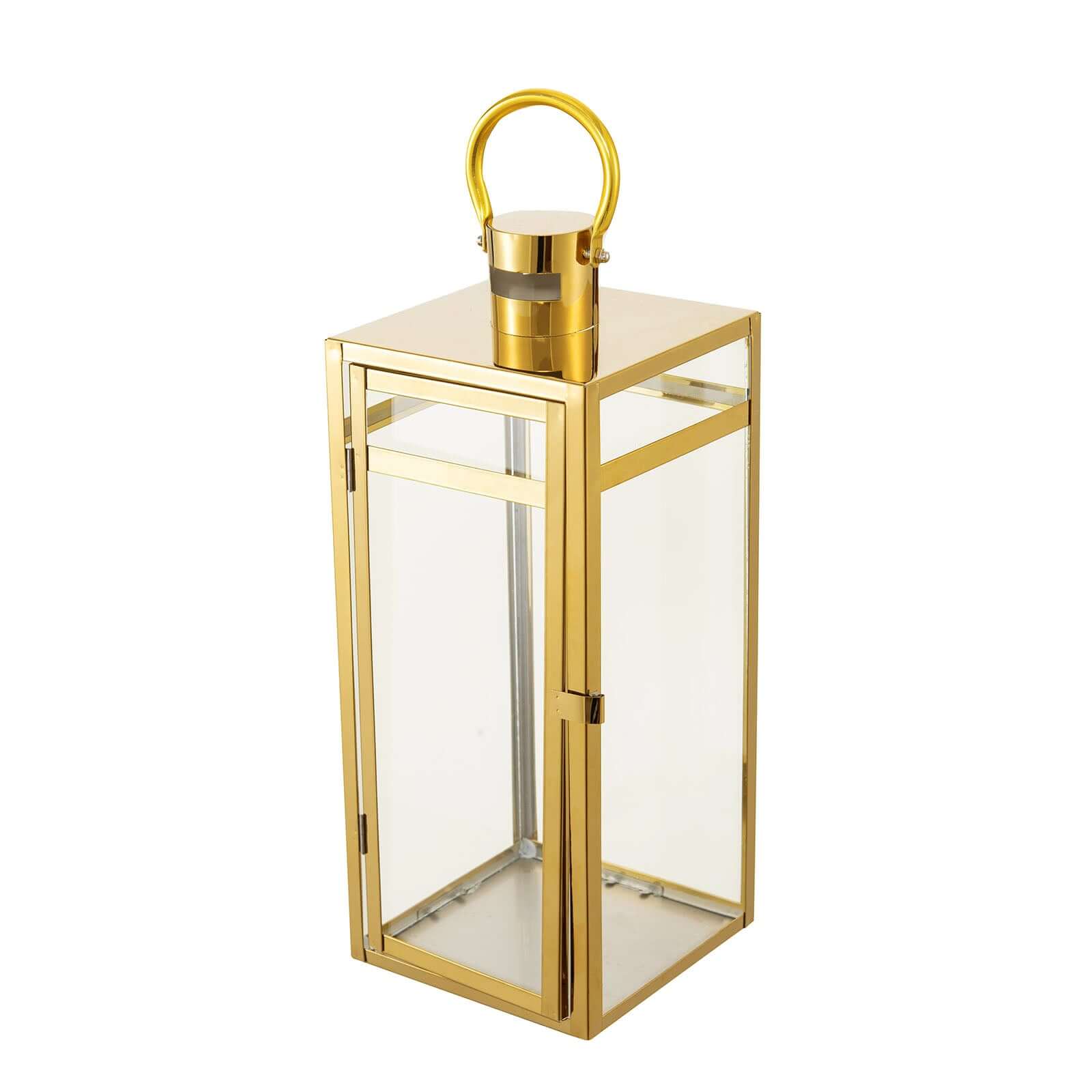 Stainless Steel Candle Lantern Vintage Top Design Gold - Outdoor Metal Patio Lantern Centerpiece 17"