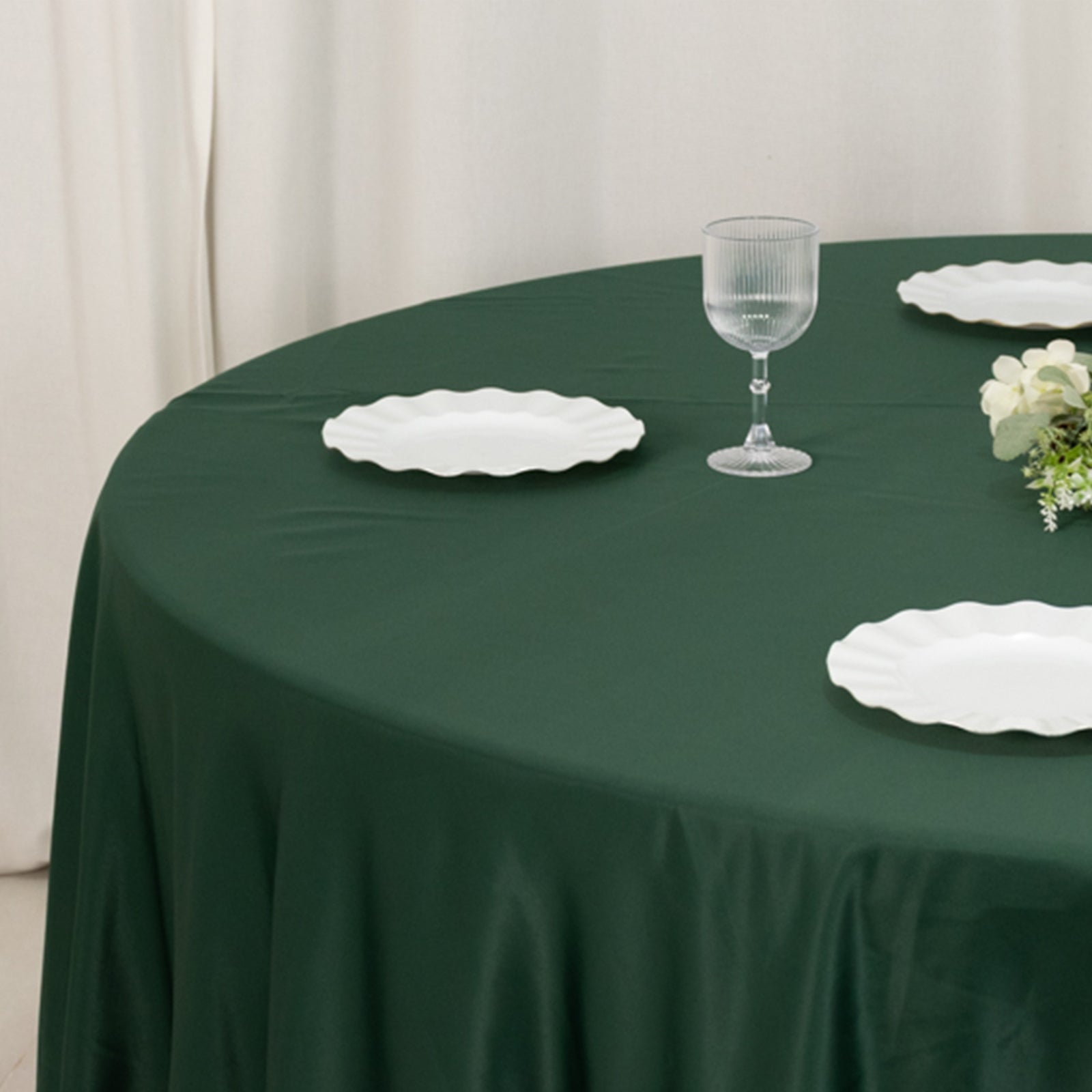 Lamour Satin 108" Round Tablecloth Hunter Emerald - Durable & Silk-Like Table Cover