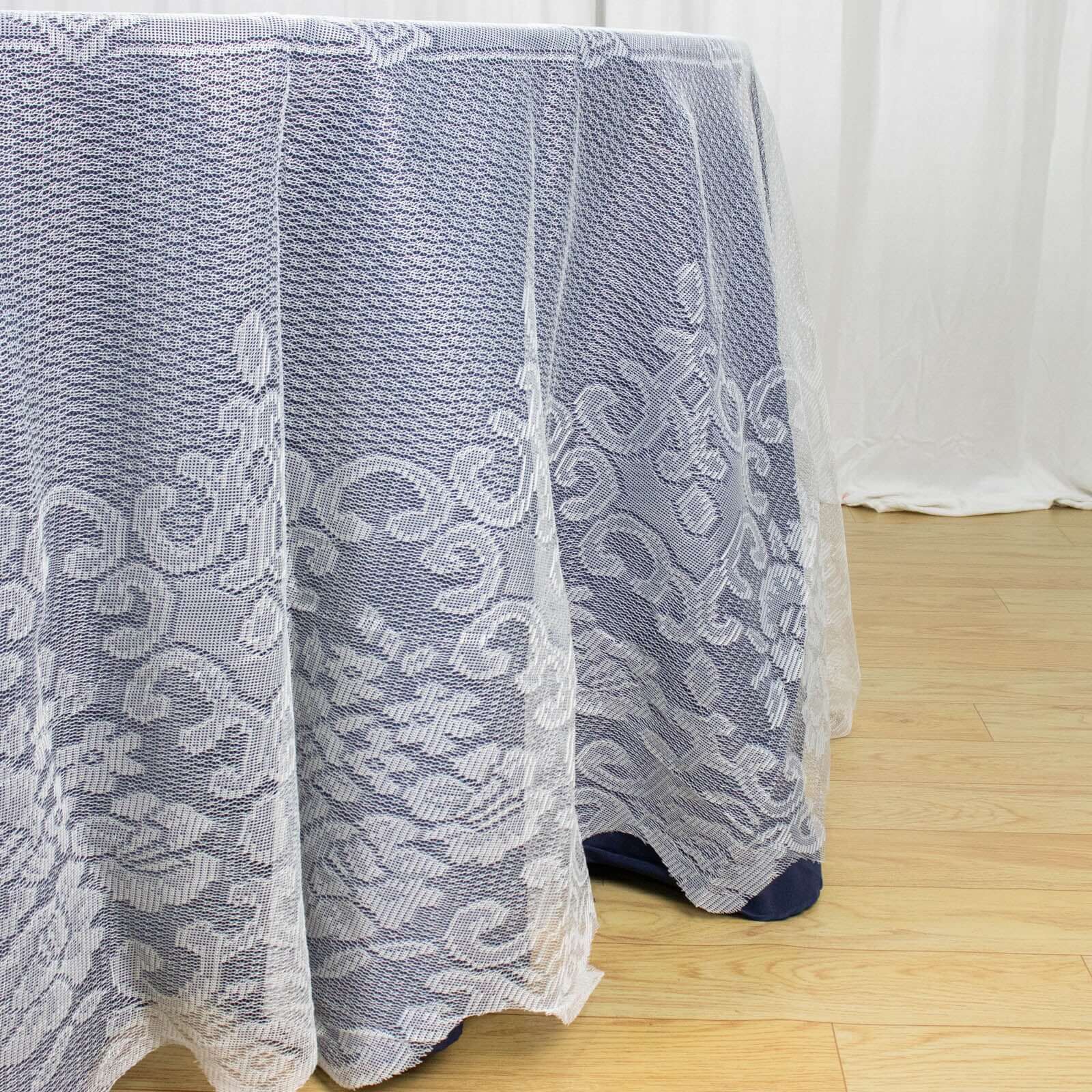 Lace 120" Round Tablecloth Ivory - Seamless Premium Design for Upscale Celebrations