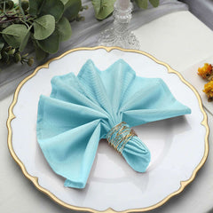 5 Pack Polyester 17"x17" Napkins Light Blue - Durable & Wrinkle Resistant Dinner Napkins