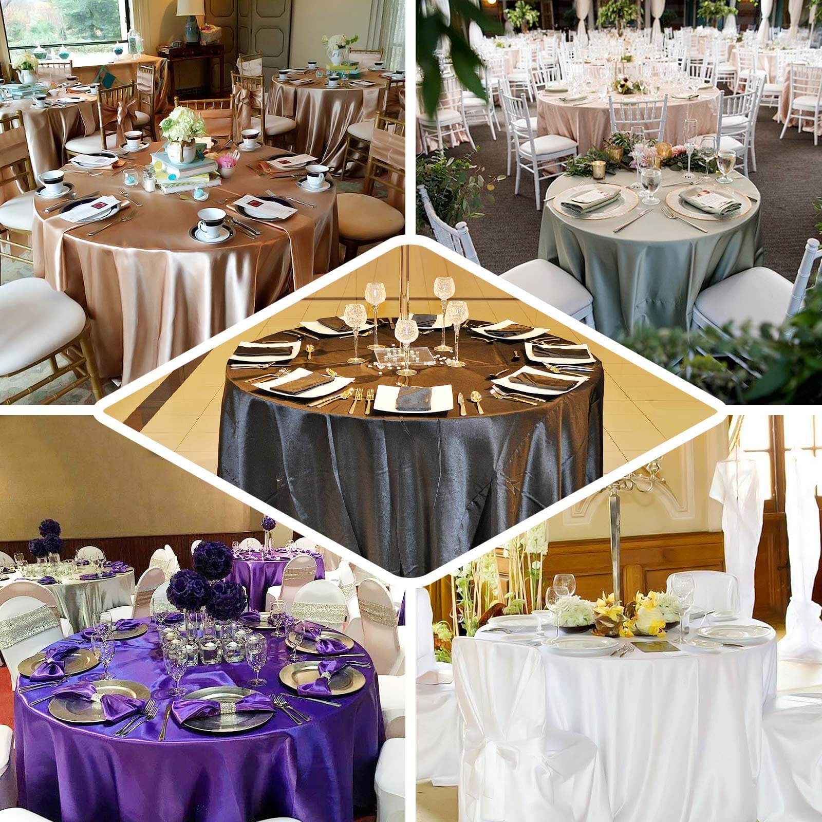 Satin 132" Round Tablecloth Lavender Lilac - Stylish Seamless Table Cover