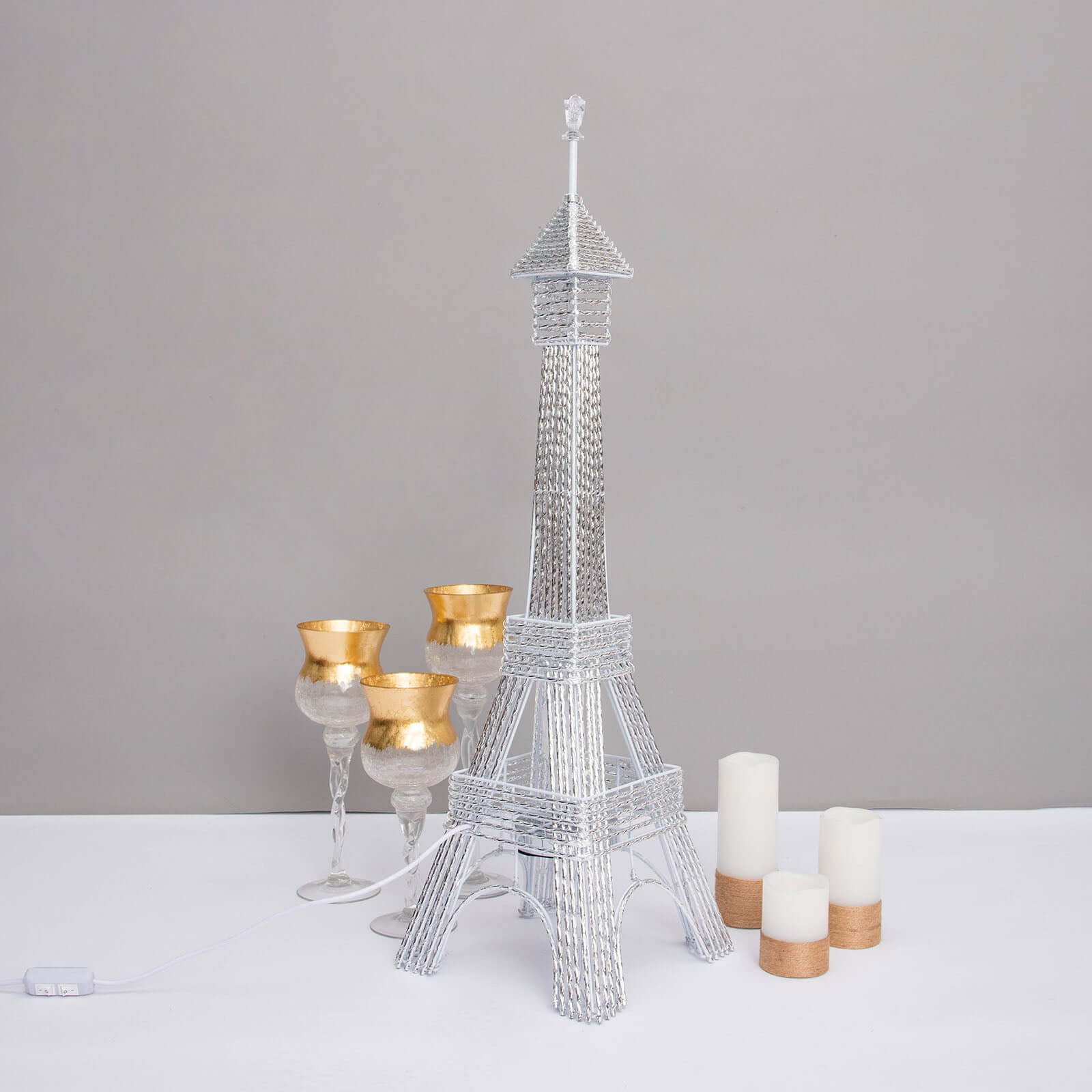 3.5ft Color Changing LED Metal Eiffel Tower Columns LED Lamp, Night Light Wedding Centerpiece