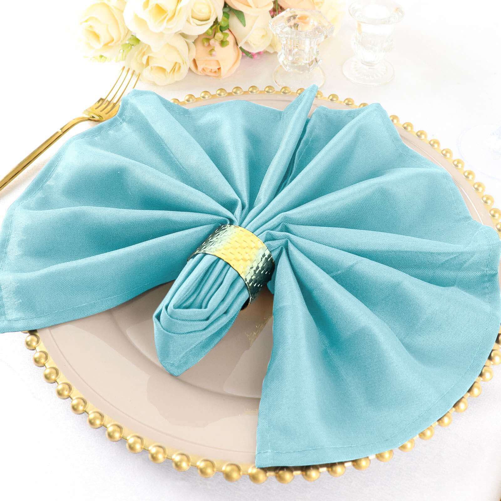 5 Pack Polyester 20"x20" Napkins Light Blue - Wrinkle Resistant & Easy Care Cloth Napkins
