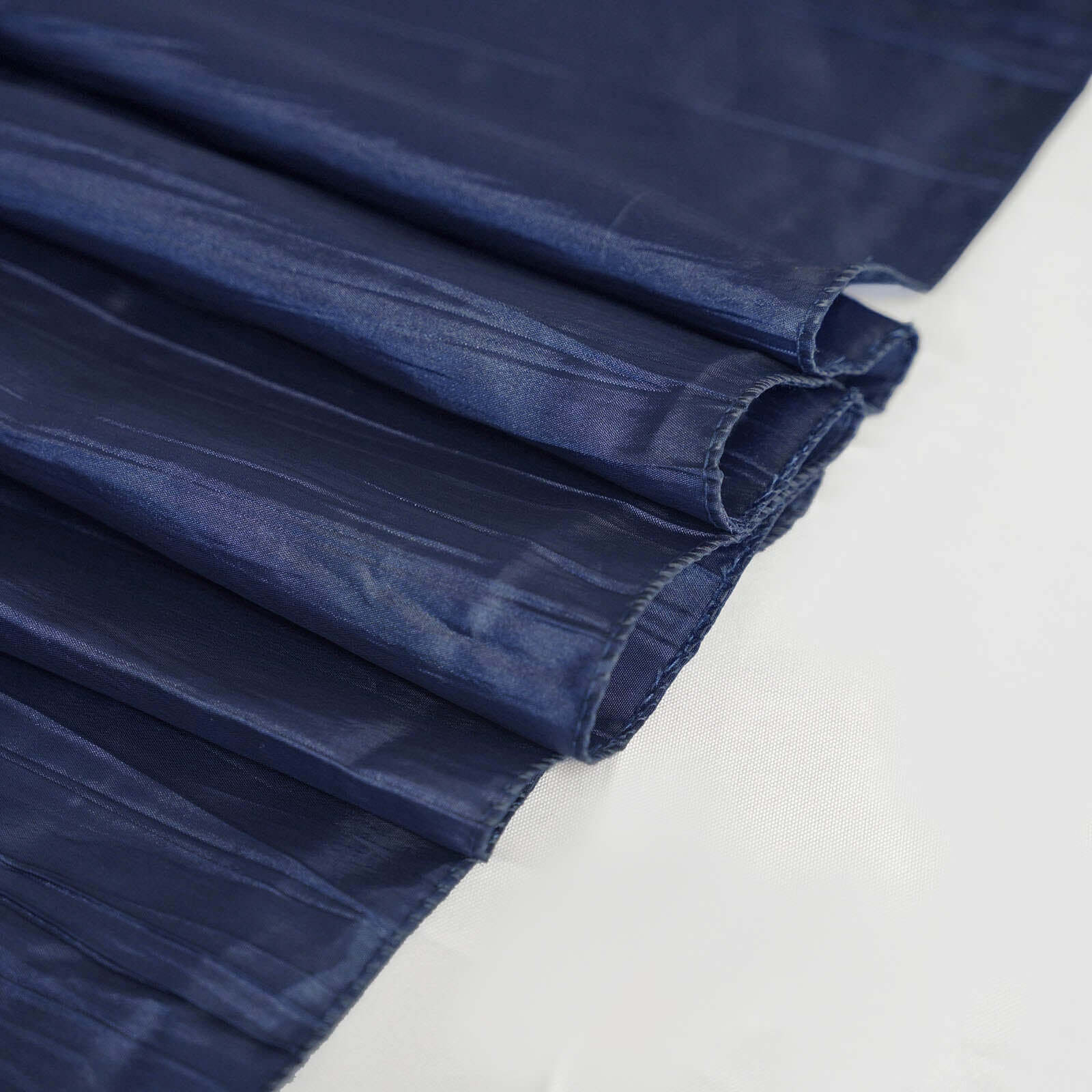 Taffeta 90"x90" Table Overlay Square Tablecloth Navy Blue - Accordion Crinkle Table Cover