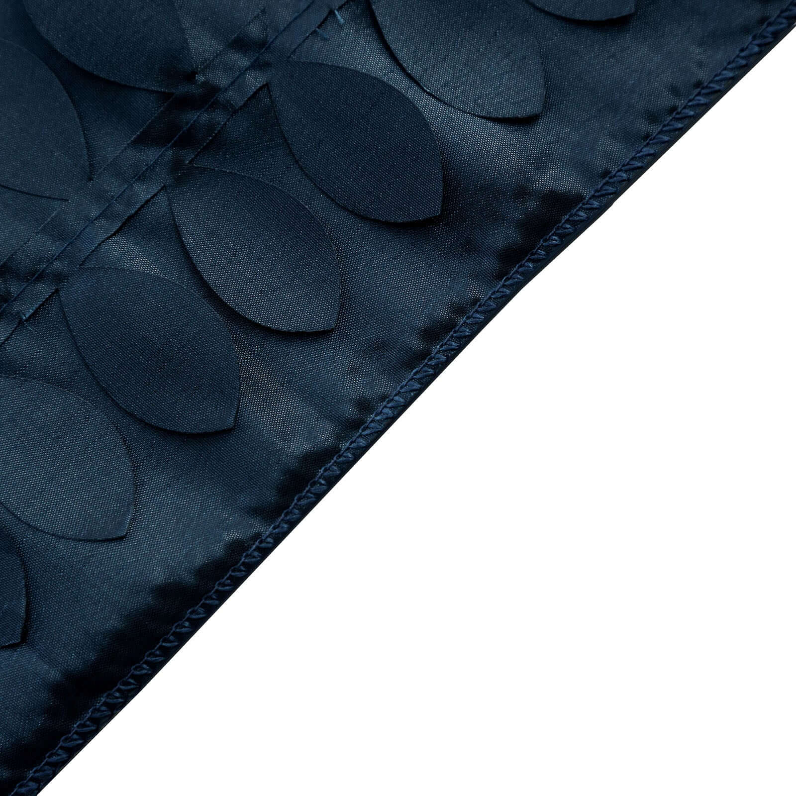 Taffeta Fabric 12"x108" Table Runner Navy Blue - 3D Leaf Petal Design