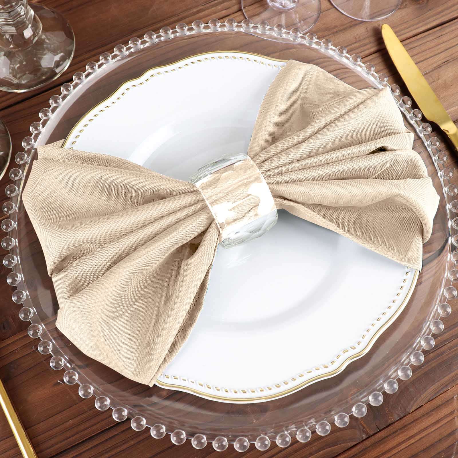 5 Pack Polyester 20"x20" Napkins Nude - Wrinkle Resistant & Easy Care Cloth Napkins