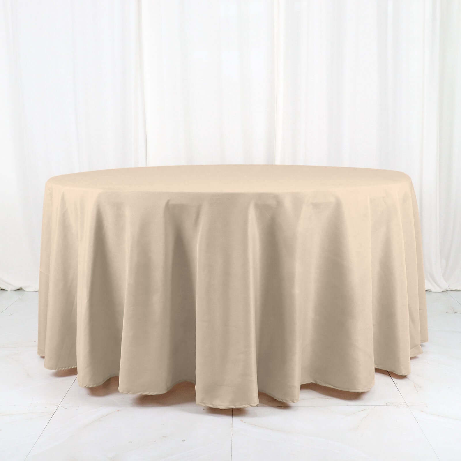 Polyester 120" Round Tablecloth Nude - Seamless Wrinkle-Resistant Table Cover