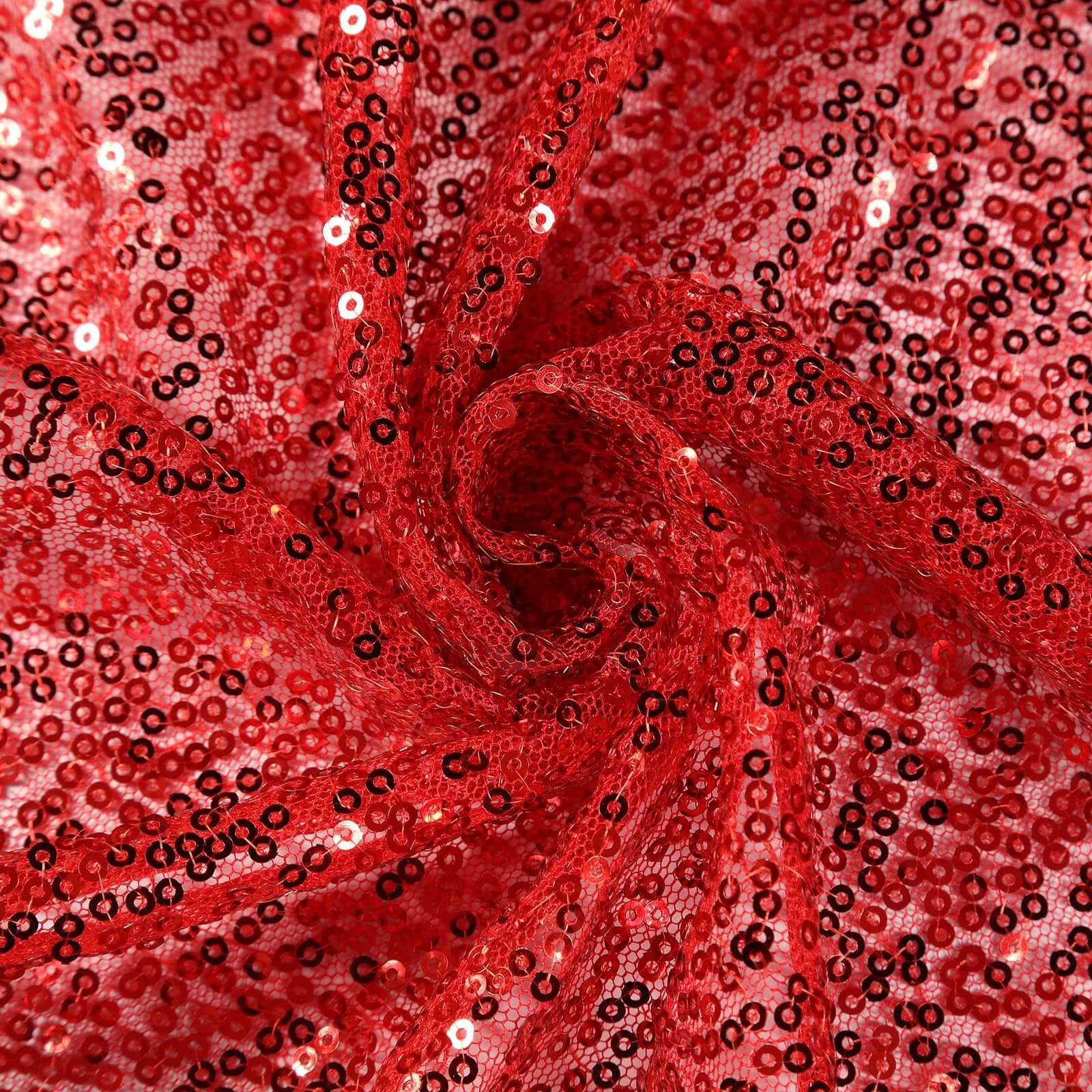 Sequin 132" Round Tablecloth Red - Seamless Dazzling Table Cover