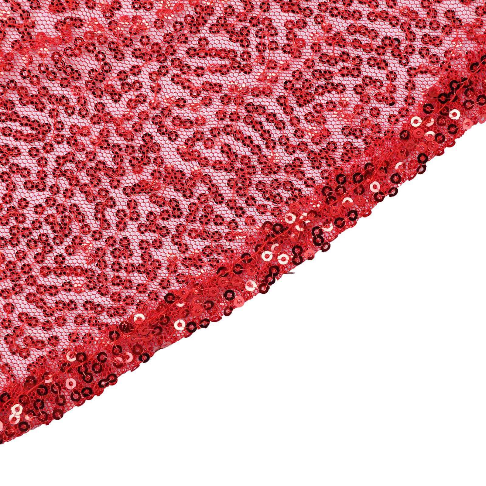 Sequin 90"x156" Rectangle Tablecloth Red - Seamless Twinkling Table Cover