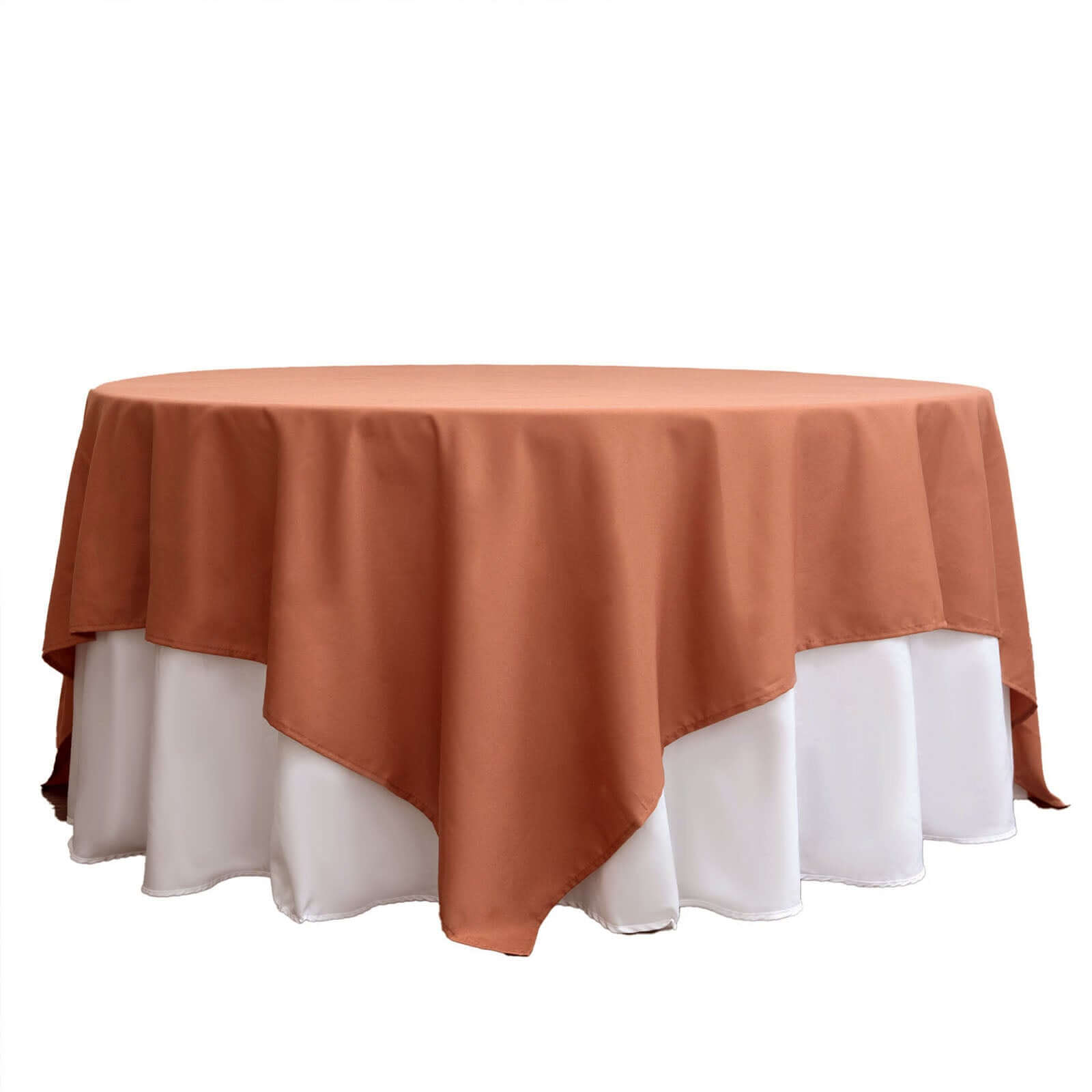Polyester Square 90"x90" Tablecloth Terracotta (Rust) - Wrinkle-Resistant & Durable Table Cover