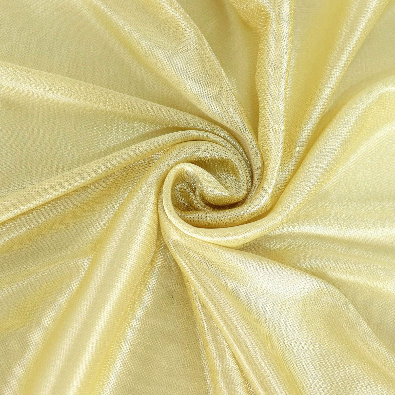 Satin 14ft Table Skirt Champagne - Pleated Double Drape Table Cover