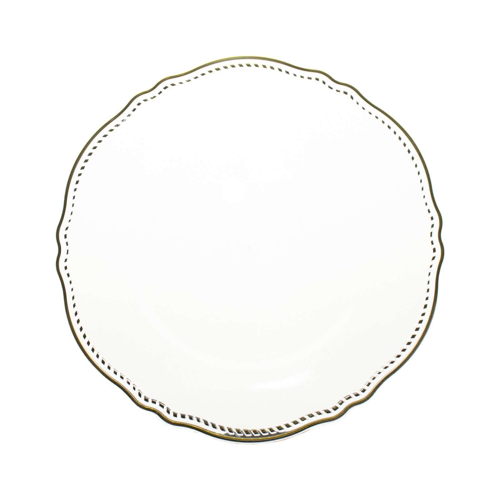 10-Pack Plastic Dinner Plates in Clear with Gold Scalloped Rim - Disposable Party Plates 9"