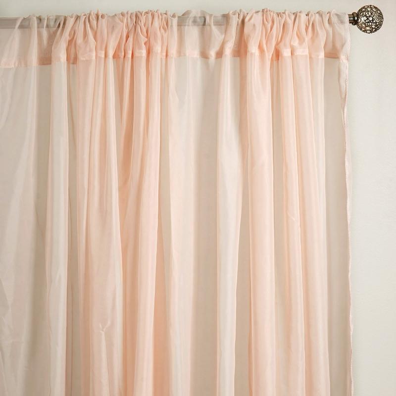 2 Pack Blush Sheer Chiffon Event Curtain Drapes, Durable Flame Resistant Premium Organza Backdrop Event Panels With Rod Pockets - 10ftx10ft
