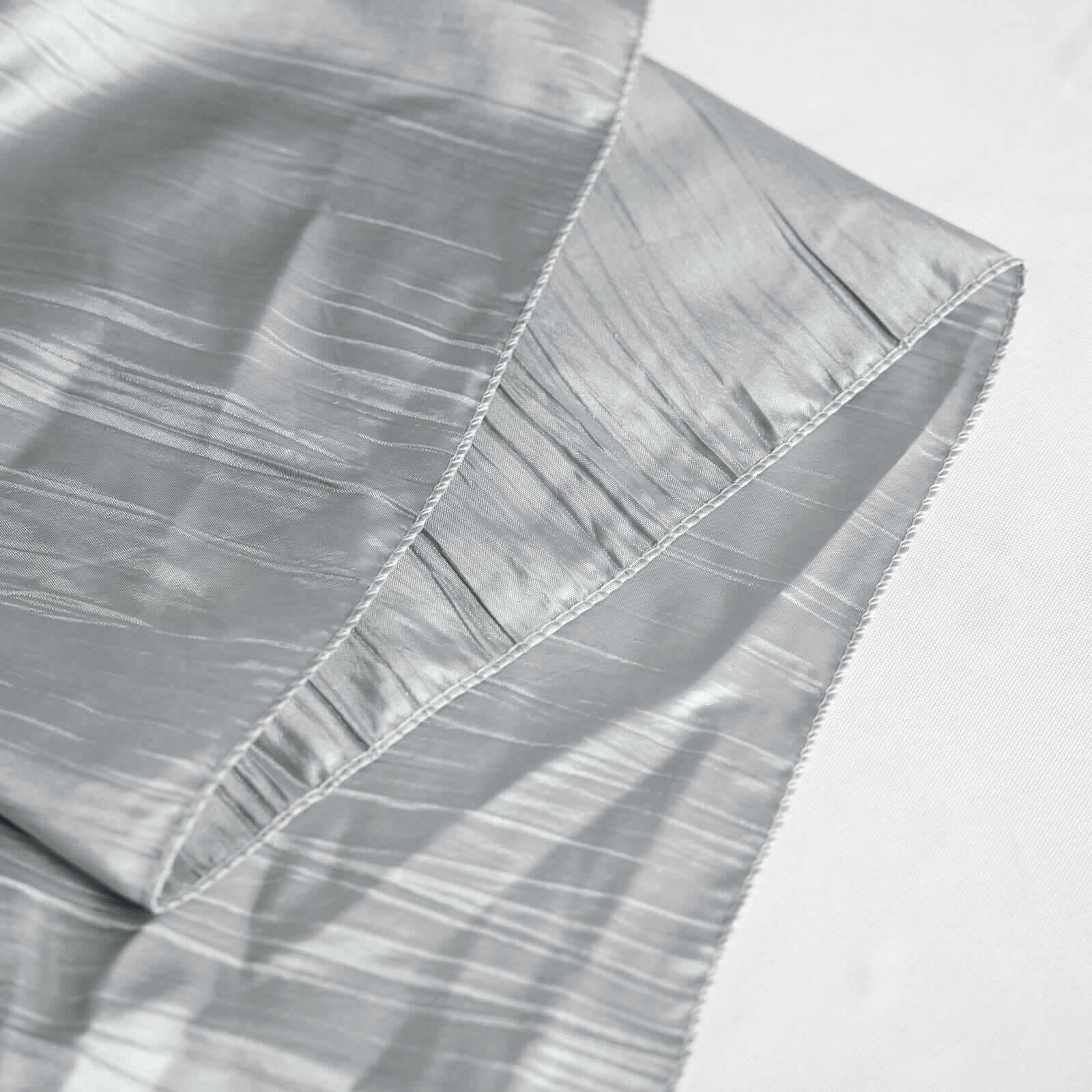 Taffeta 90"x156" Rectangle Tablecloth Silver - Accordion Crinkle Seamless Table Cover