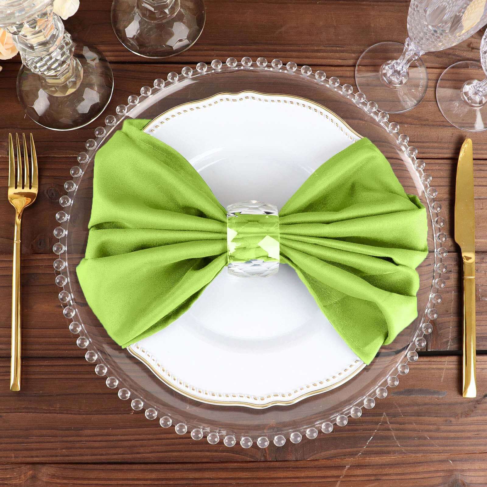 5 Pack Polyester 20"x20" Napkins Apple Green - Wrinkle Resistant & Easy Care Cloth Napkins