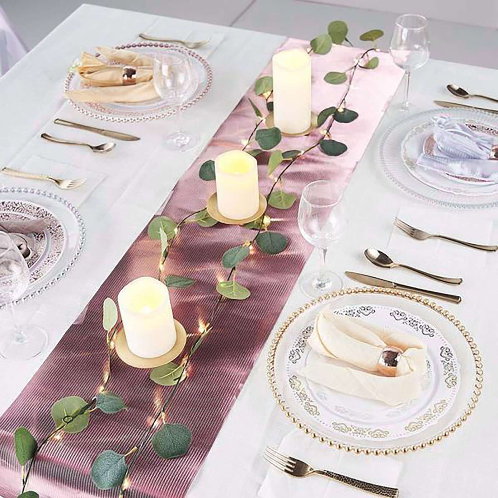 Glitter Paper 9ft Table Runner Roll Rose Gold Disposable Ridge Pattern Table Decor