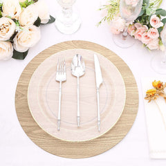 6-Pack Disposable Table Placemats in Natural with Walnut Wood Design - Cardboard Placemats for Rustic & Farmhouse Themes 13"