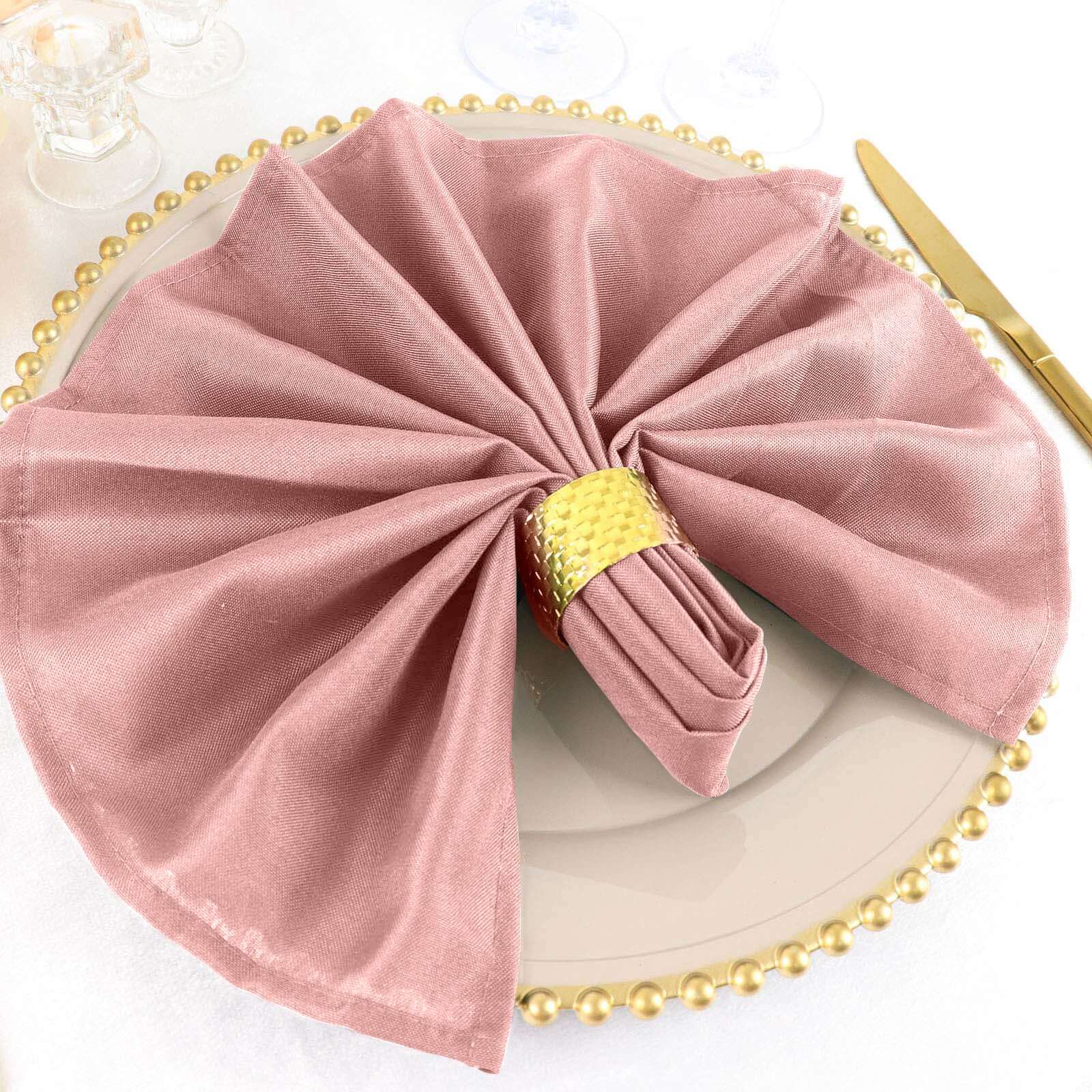 5 Pack Polyester 20"x20" Napkins Dusty Rose - Wrinkle Resistant & Easy Care Cloth Napkins