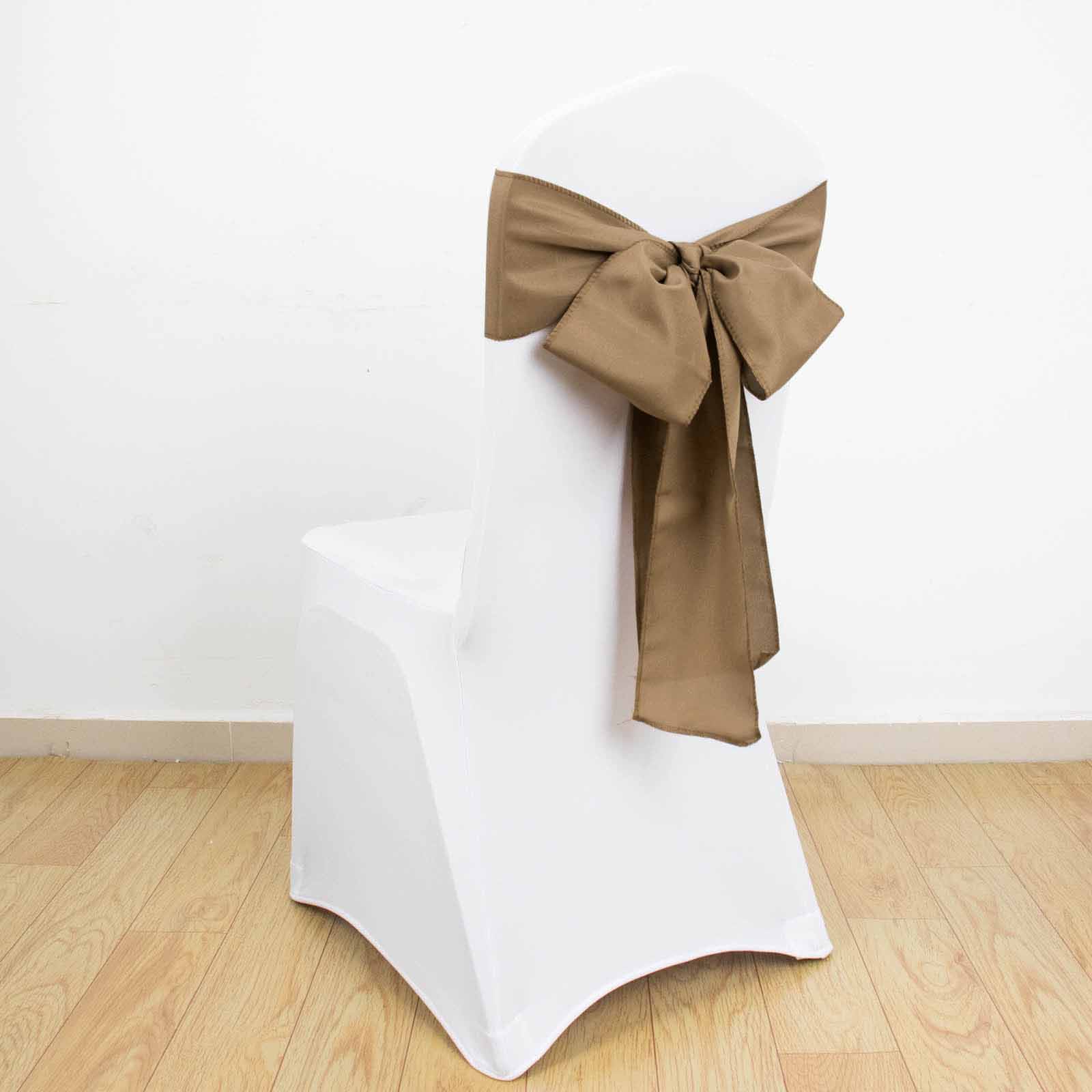 5 Pack Polyester Chair Sashes Taupe 6"x108"