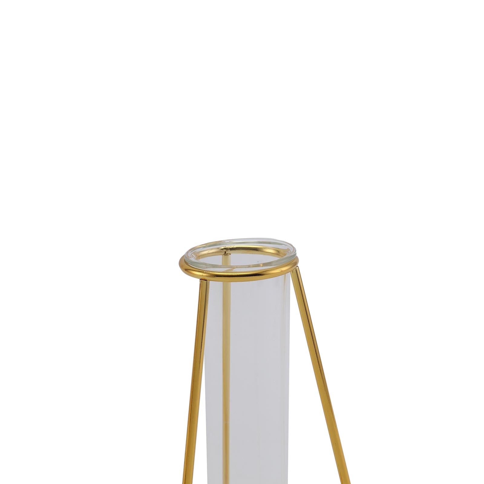 2-Pack Mini Wedding Centerpieces Gold Metal Frame Triangular Geometric Design - Test Tube Bud Vases 6"