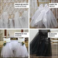 Lace and Tulle Chair Cover Skirt for Wedding Chairs Ivory - Stylish Tutu Slipcover for Sophisticated Event Decor