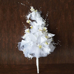 20" White Artificial Lily and Tulip Wedding Bridal Bouquet Flowers