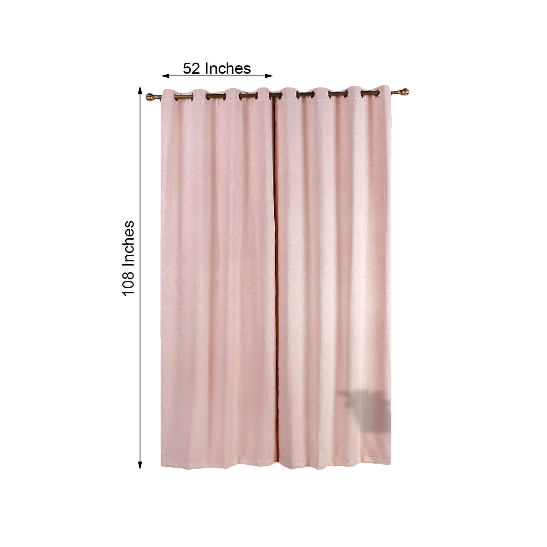 2 Pack Blush Embossed Thermal Blackout Soundproof Curtain Panels, 52"x108" With Chrome Grommet Window Treatment