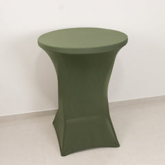 Spandex 24"-32" Round Cocktail Table Cover Dusty Sage Green - Easy to Maintain Stretch Fitted Highboy Tablecloth
