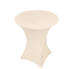 Spandex 33"-36" Round Cocktail Table Cover Ivory - Easy to Maintain Stretch Fitted Highboy Tablecloth