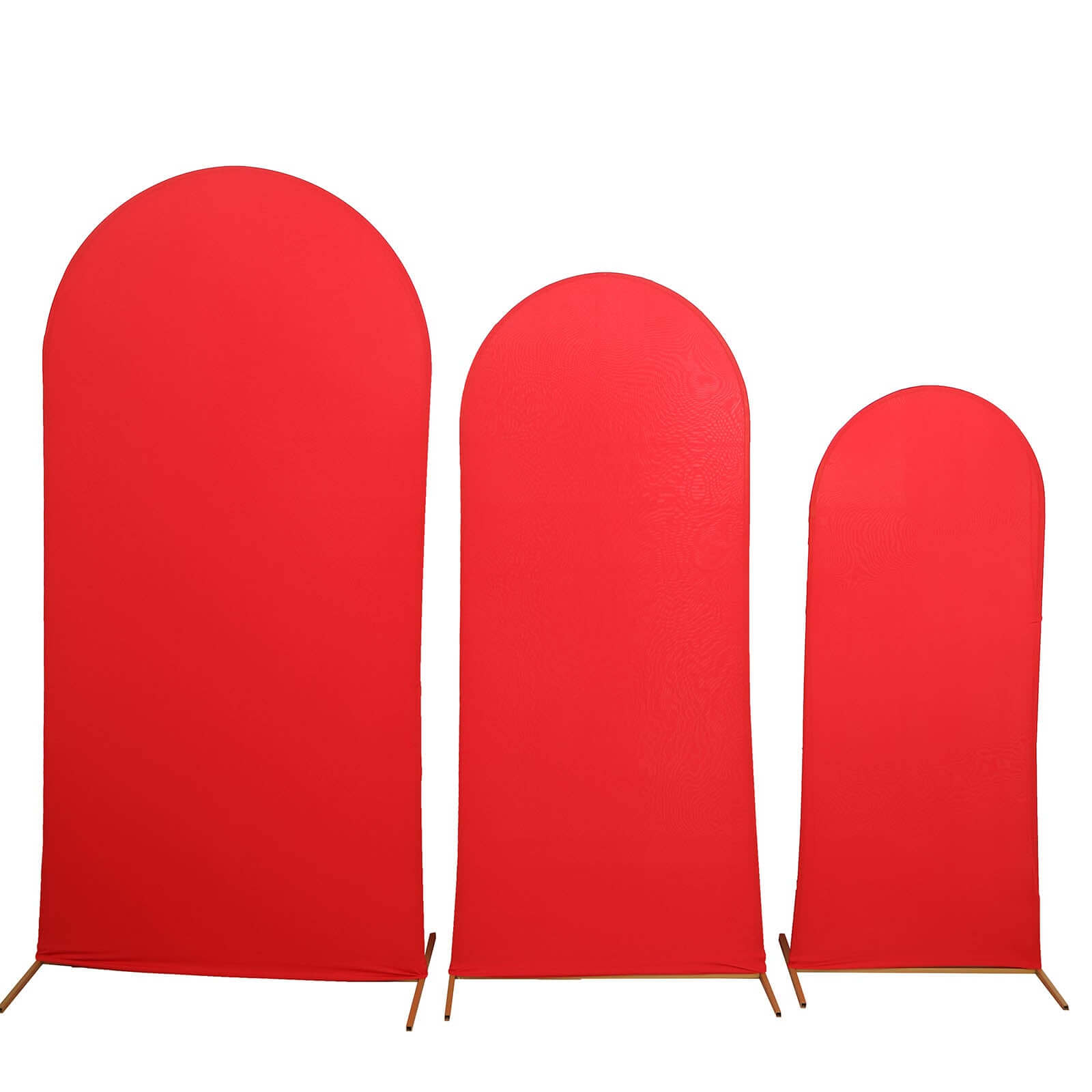 Set of 3 Matte Red Spandex Fitted Chiara Backdrop Stand Cover For Round Top Wedding Arch - 5ft, 6ft, 7ft