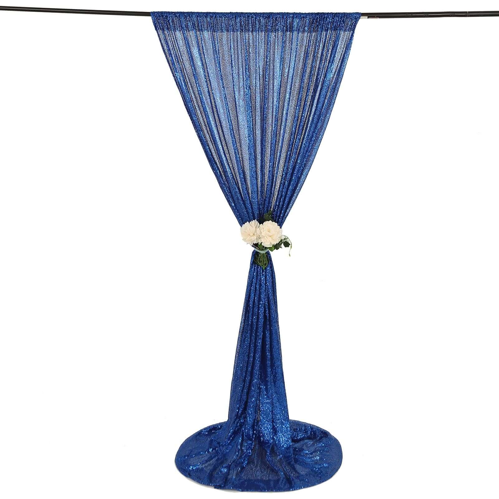 8ftx8ft Royal Blue Sequin Event Curtain Drapes, Backdrop Event Panel