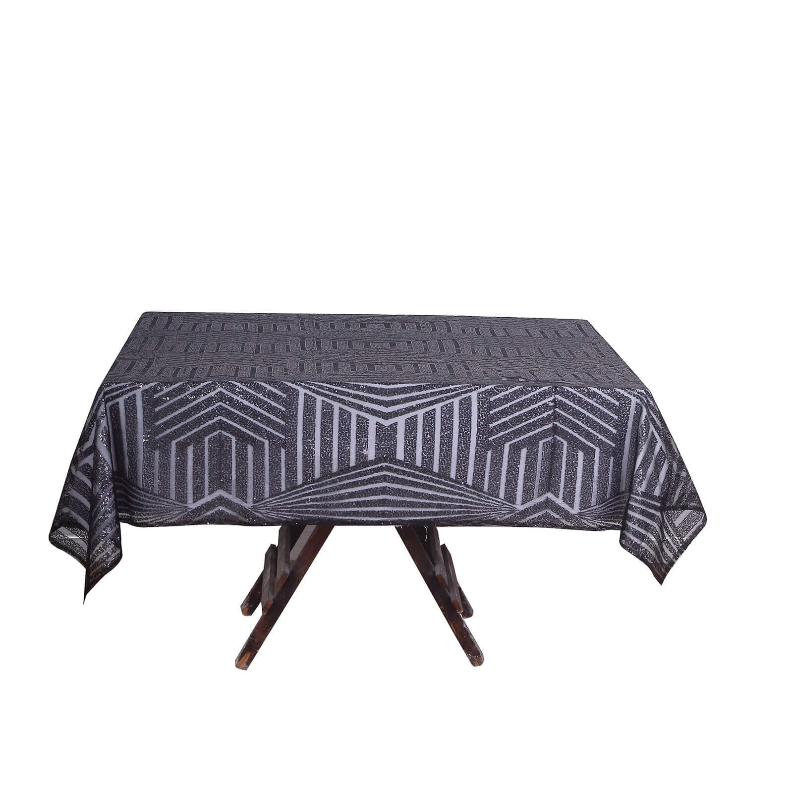 Sequin 72" Table Overlay Square Tablecloth Black - Diamond Glitz Table Cover
