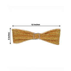 5 Pack Metallic Shimmer Tinsel Spandex Chair Sashes Gold - Durable and Reusable Stretch Chair Bands for Dazzling Event & Party Decor