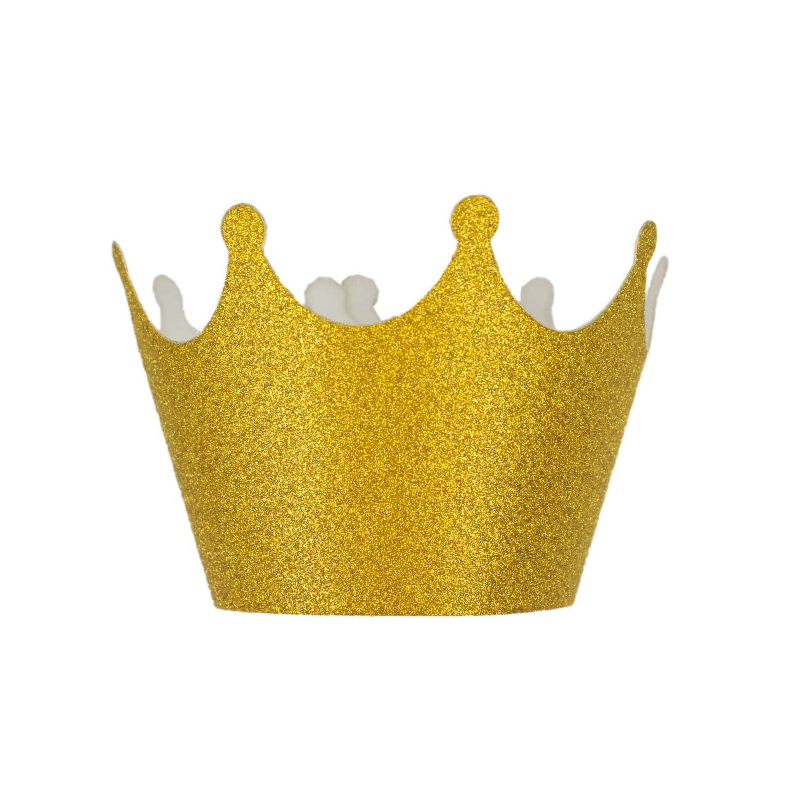 25-Pack Paper Cupcake Wrappers Glitter Crown Design Gold - Dust Free Muffin Paper Cup Liners